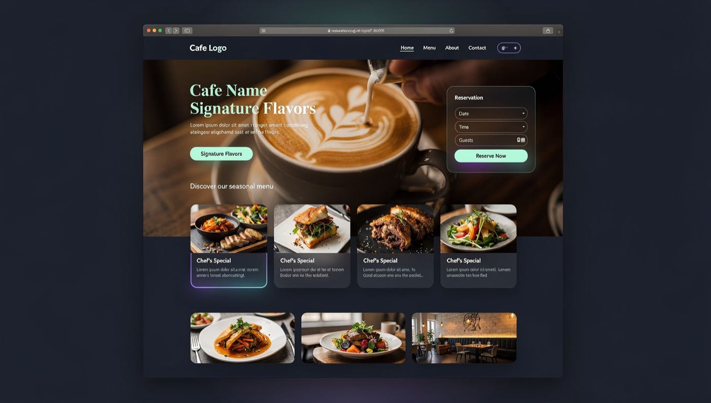 وب‌سایت کافه و رستوران UI